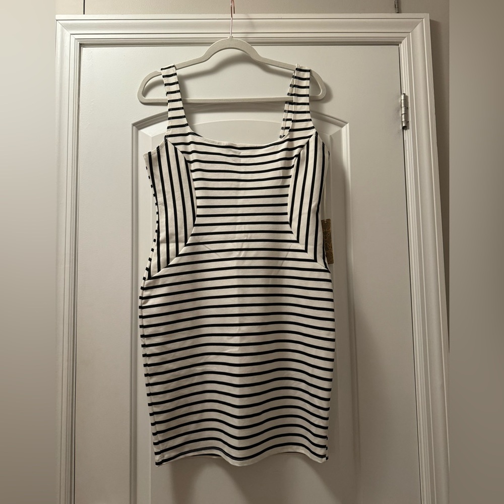 *NWT* Iris black & white stripe bodycon dress